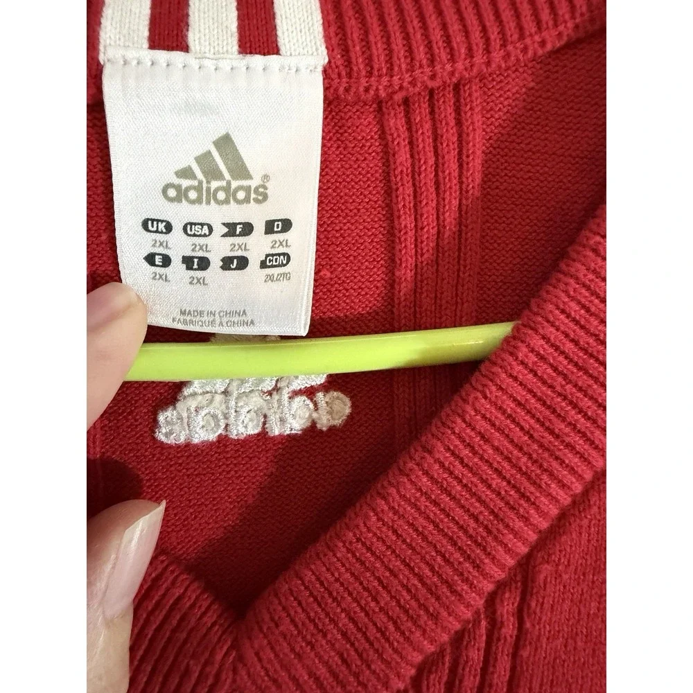 Adidas University of Wisconsin Badgers Men's 2XL Red Knit Sweater Vest Vtg